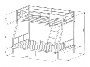 Двухъярусная кровать Гранада-1 140 черный в Южноуральске - yuzhnouralsk.mebel74.com | фото 2