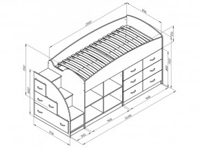 Кровать чердак Дюймовочка 4/1 Голубой в Южноуральске - yuzhnouralsk.mebel74.com | фото 2