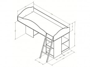 Кровать чердак Дюймовочка 5.1 Голубой в Южноуральске - yuzhnouralsk.mebel74.com | фото 2