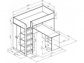 Кровать чердак Теремок 3 Сонома-Оранжевый в Южноуральске - yuzhnouralsk.mebel74.com | фото 3