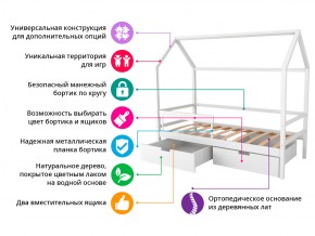 Кровать-домик Svogen с фото с ящиками и бортиком бежевый/зверята в Южноуральске - yuzhnouralsk.mebel74.com | фото 2