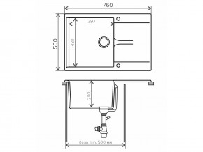 Мойка гранитная Gals-760 Белый хлопок 36 в Южноуральске - yuzhnouralsk.mebel74.com | фото 2