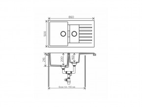 Мойка кварцевая Tolero Loft TL-860 Темно-бежевый 823 в Южноуральске - yuzhnouralsk.mebel74.com | фото 2