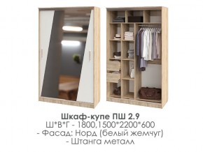 шкаф-купе ПШ-2.9 1500 Норд Белый жемчуг 1500 в Южноуральске - yuzhnouralsk.mebel74.com | фото